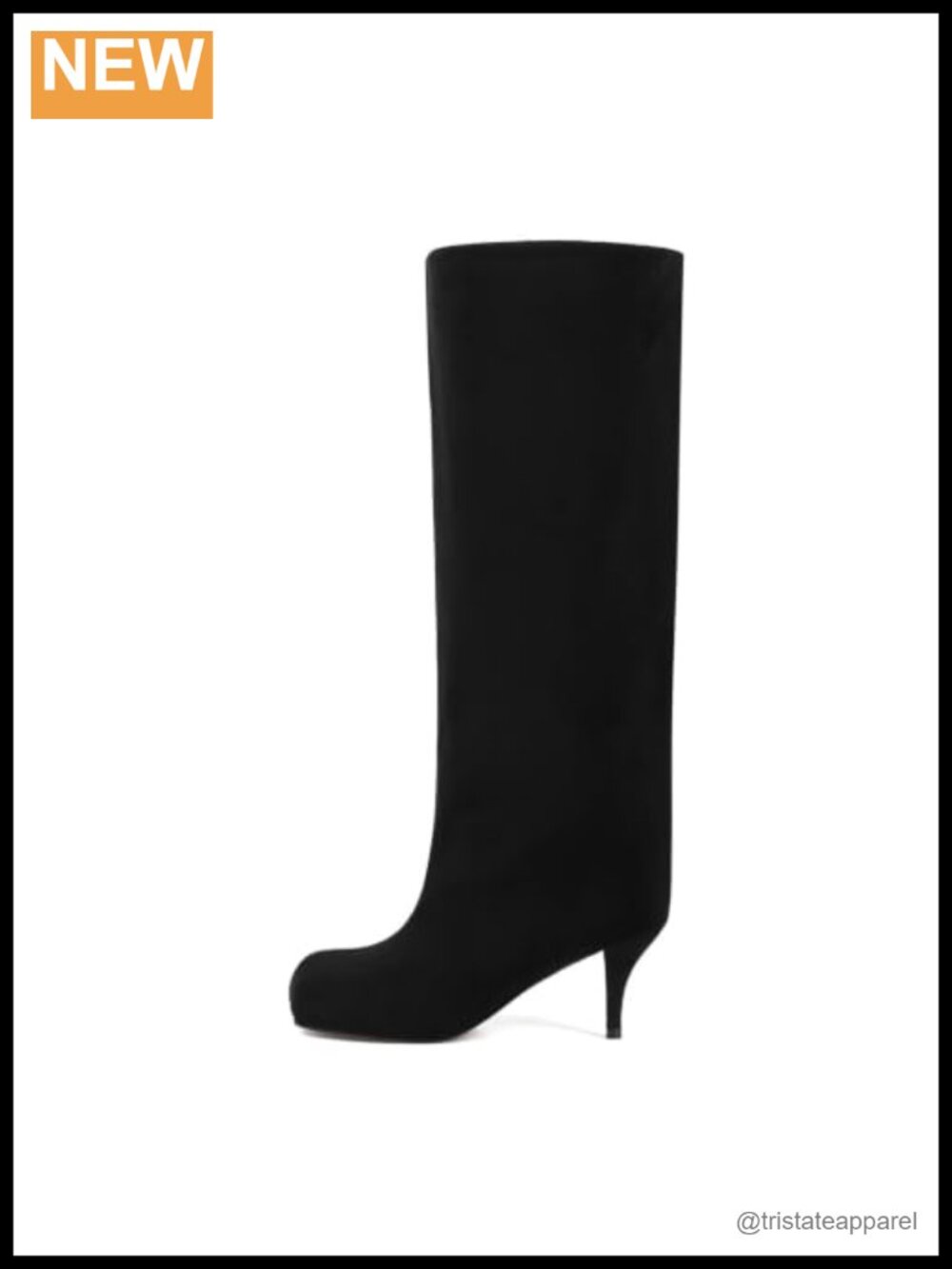 Suede Knee High Kitten Heel Boots Square Toe Pull On Women's Shoes